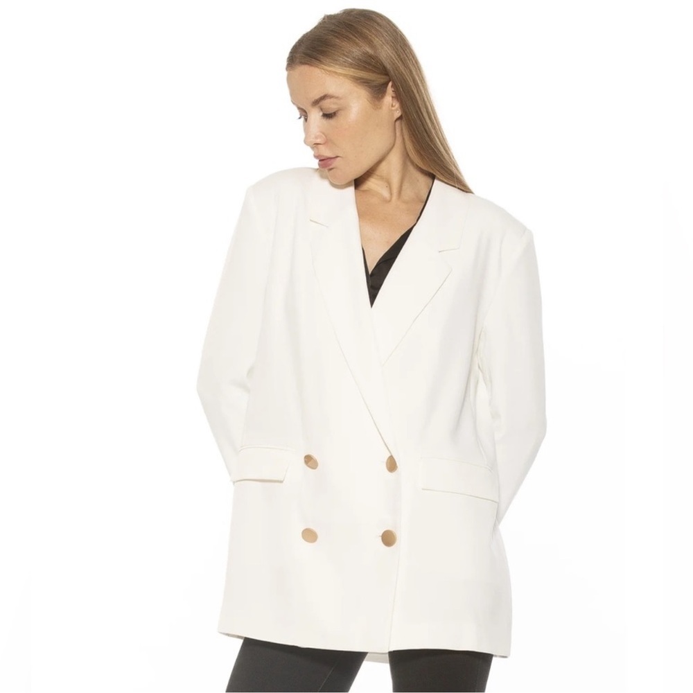 Alexia Admor Classic White Blazer with Gold Buttons Sz XS